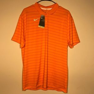 Mens Nike Short Sleeve Polo Shirt Orange Stripe Dri-FIT DD2190-873